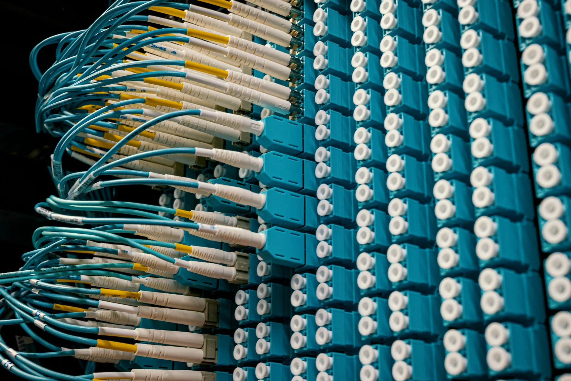 An organized server rack with cables representing structured access control infrastructure