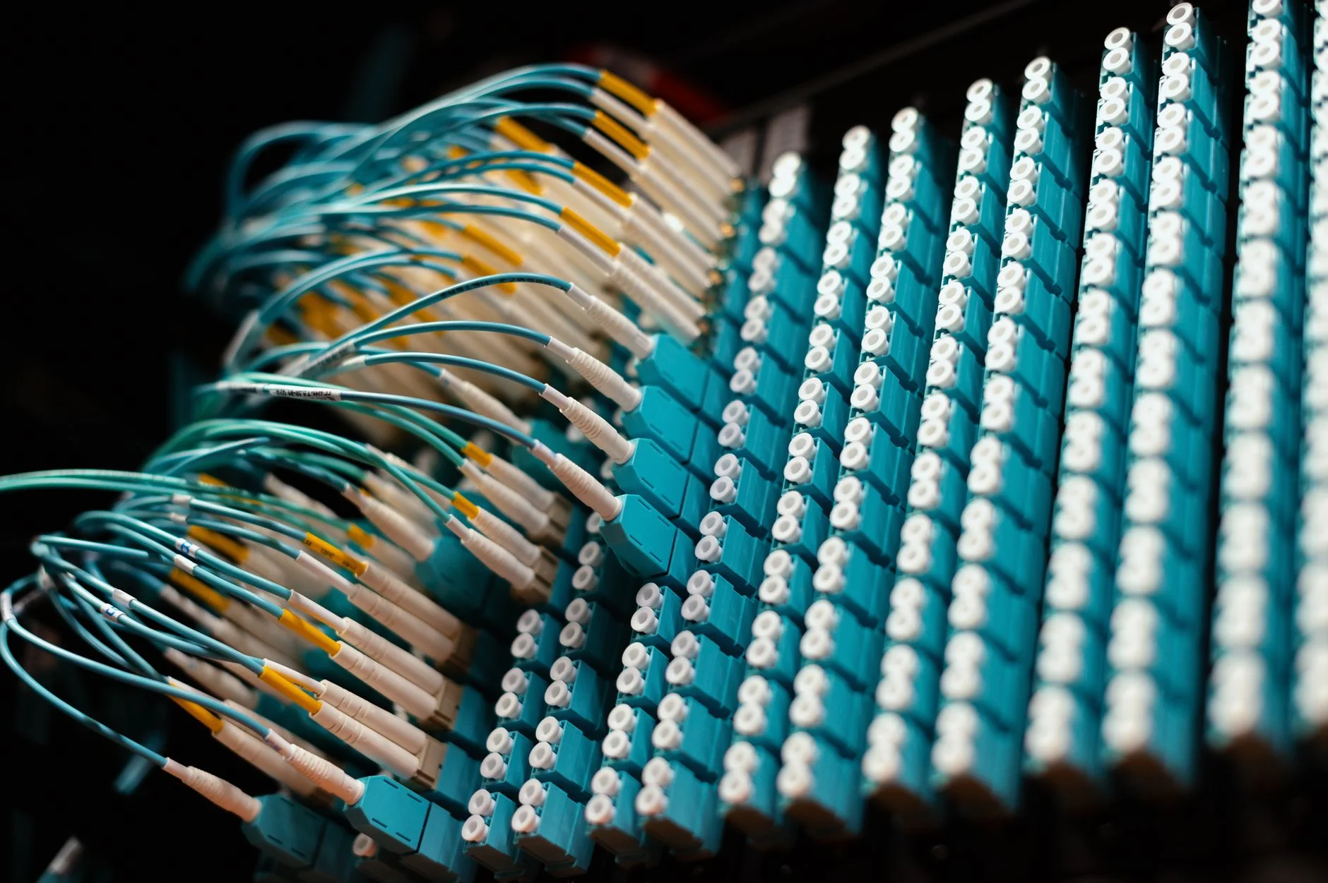 Organized data center server rack with neat cable management