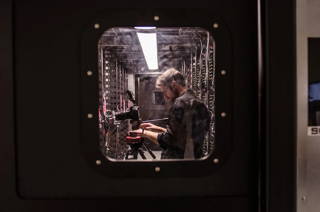 Close-up of cooling pipes in a data center
