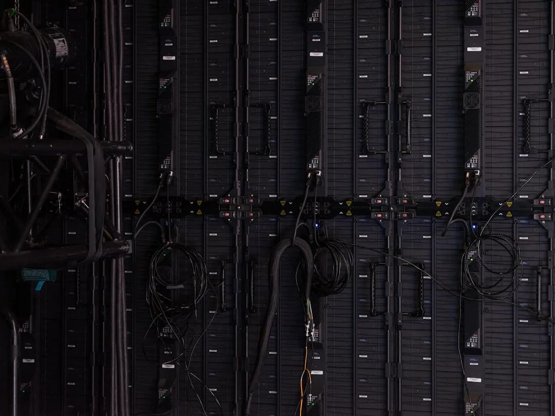 Server rack with organized cables representing backend API infrastructure